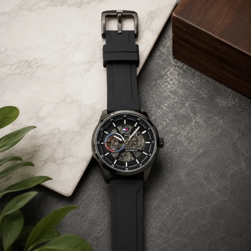 Premium Automatic Skeleton Watch for Men | Black Strap | Luxury Mechanical Timepiece